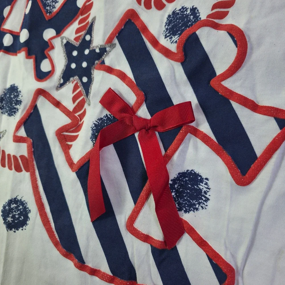 Vintage Knitwaves Kids Nautical Anchor Stars Top Red White Blue Large 34661 NWT